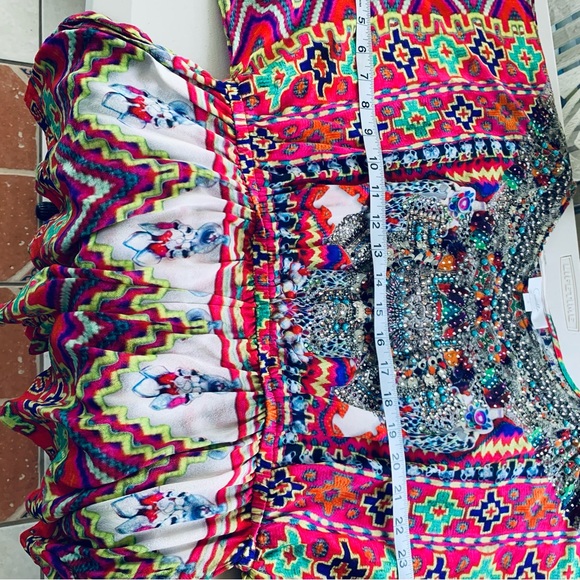 Camilla Drop Shoulder Playsuit Crystal Embellished Romper 100%silk size 3 (L) - Picture 5 of 15